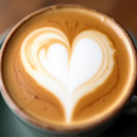 Latte art heart in a cappuccino