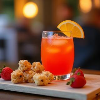 Aperol Spritz cocktail with snacks