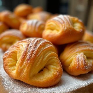Selection of freshly baked cornetti pastries